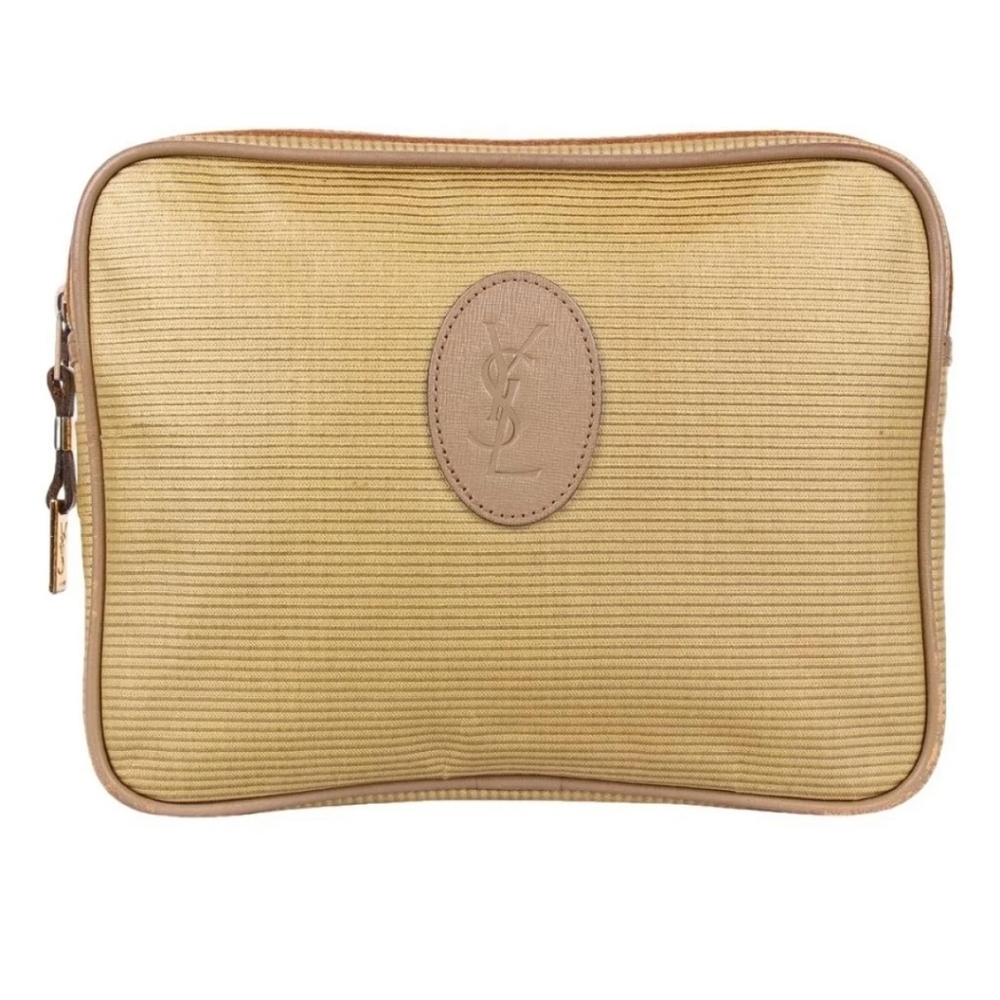 EUC - Yves Saint Laurent Tan Toiletry Bag With Dust Bag